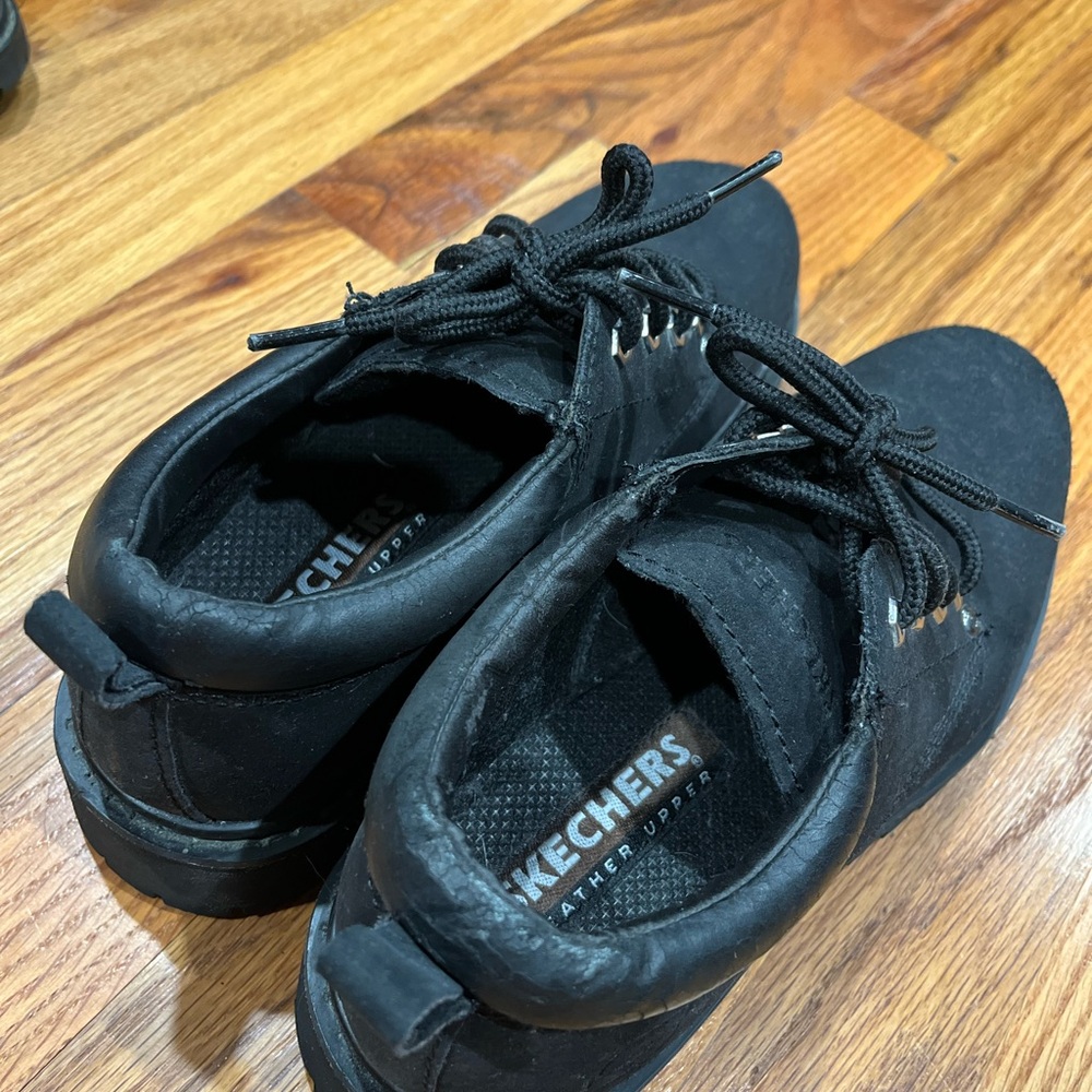 Men's Leather Skechers/Comfort Oxford’s Size 7.5 Black Color.Few Flaws see pi - Picture 6 of 10